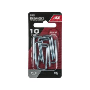 SCREW HOOK 1 3/8" 10LB 10PCS SQUARE ACE SCREW HOOK 1 3/8" 10LB 10PCS SQUARE ACE